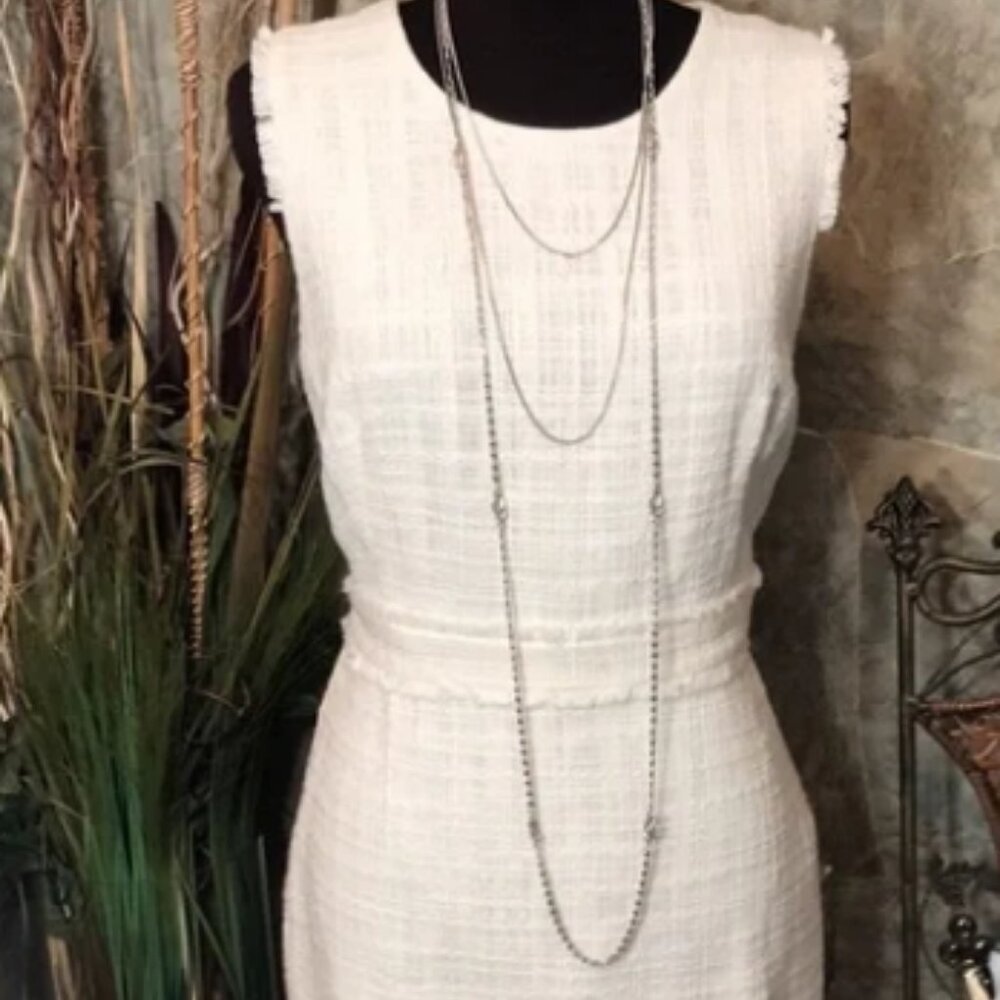 NWT J Crew Womens Cream Tweed Sleeveless Dress Size 12T MSRP $200